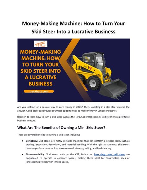 what is the profit margen on a skid steer|earning money from a skid steer.